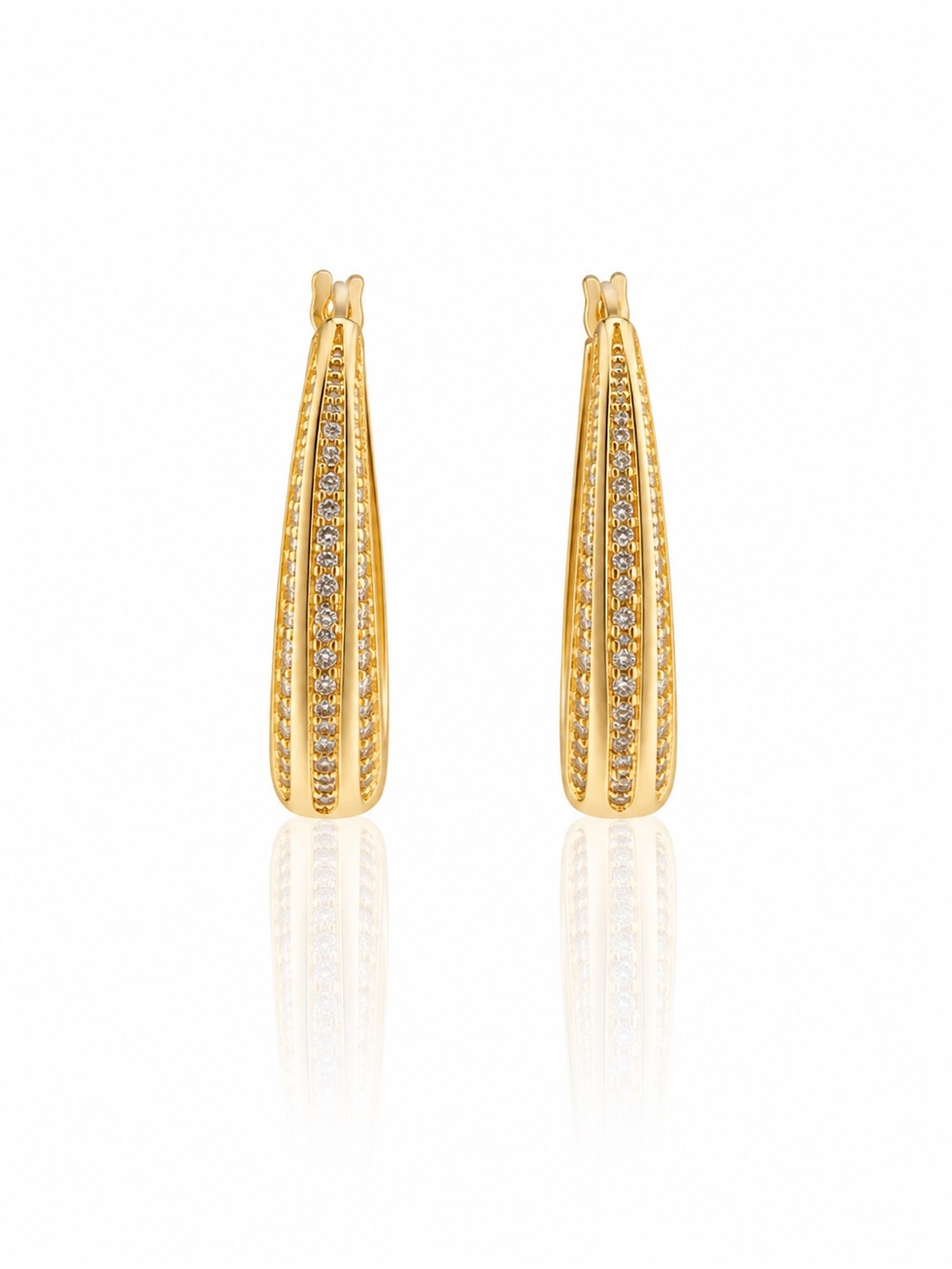Gold-Filled Pavé Teardrop Hoop Earrings